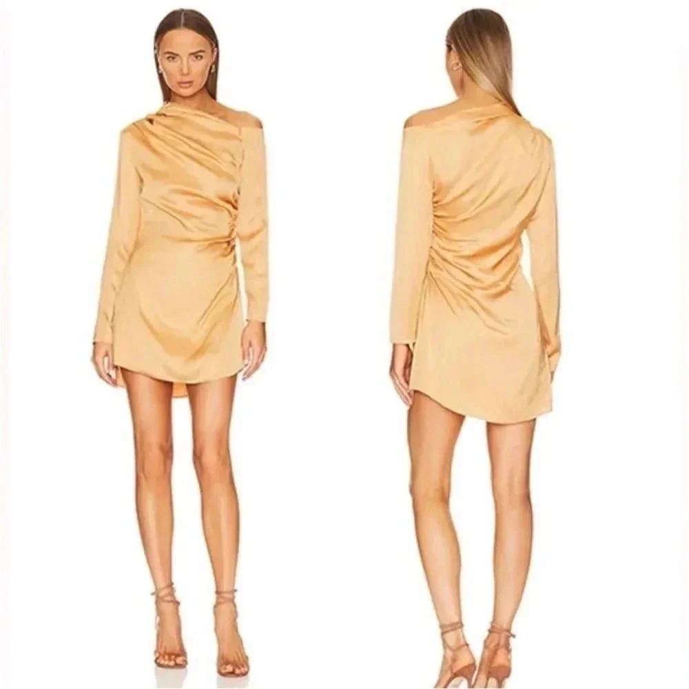A.L.C Jamie satin dress in Tawny